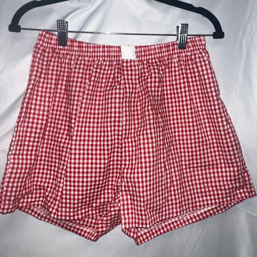 Amazon Red Checkered High Waist Women Shorts